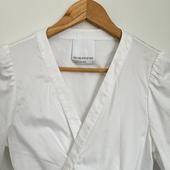White poplin wrap blouse top - Picture 2 of 4
